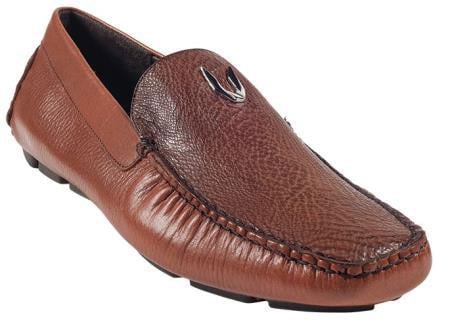 Men's Cognac Genuine Shark Driver Vestigium Driving Shoes slip on Stylish Dress Loafer for men 