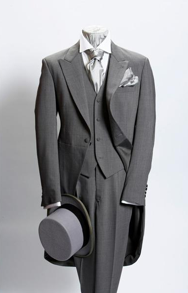 Men's 1 Button Light Grey Prince Of Wales Light Weight Wool Morning Suit