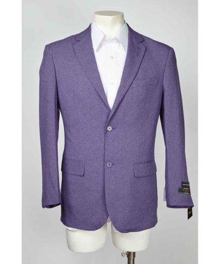 Single Breasted Two Button Men's Purple Blazer