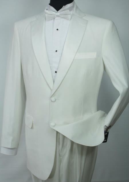 Single Breasted 2-Button Jacket Tuxedo Suit Off White ~ Cream ~ Ivory + Matching pants