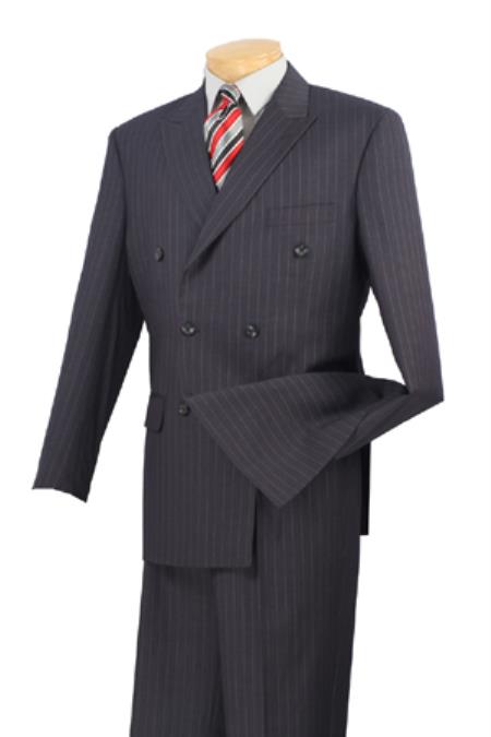 Men's Double Breasted Suits Men's Charcoal Pinstripe 2 Piece Suit