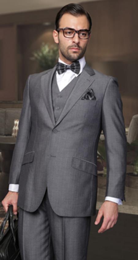 Men's Charcoal  Stripe ~ Pinstripe 3 Piece Suit