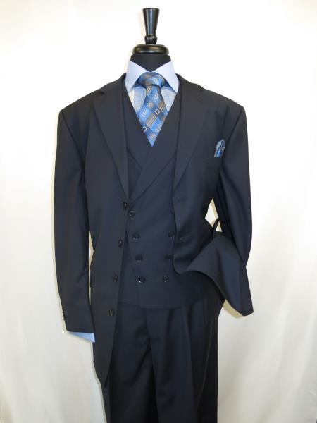 Mens Zoot Suit Mens 4 button  Suit Jacket Length (35 inch) Dark Navy 