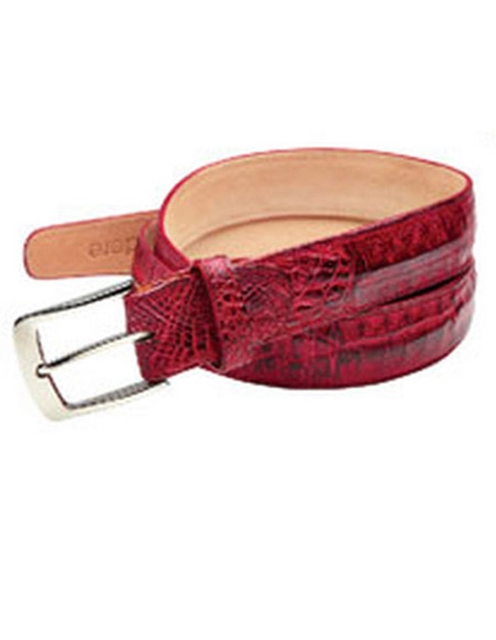 Men's Authentic Genuine Skin Italian Duccio Genuine Crocodile Antique Red Cinturon De Cocodrilo