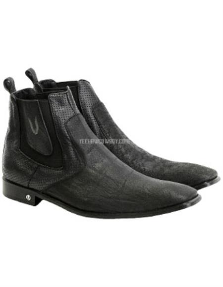 Men's Handcrafted Black Vestigium Genuine Catshark Chelsea Boots
