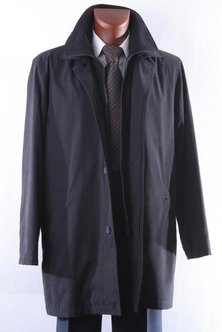 Style:R69714R-Model:Rudy Men's Dress Coat Black Three Quarter Length All Year Round Raincoat-Trench Coat Long Style