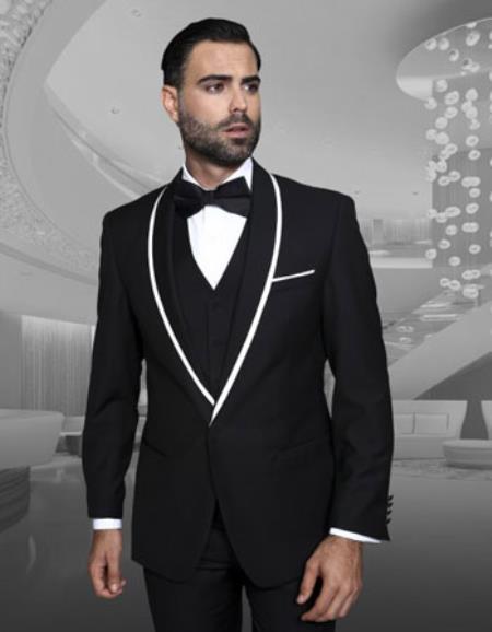 Men's Black Fashion Tux by Statement Suits Clothing Confidence