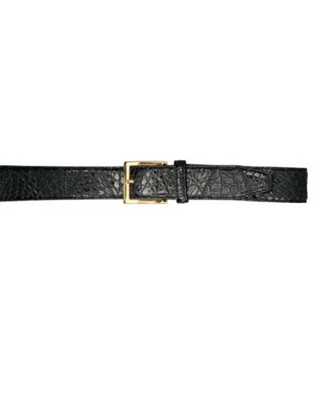 Real Authentic Skin Black All-Over Crocodile Patchwork Belt