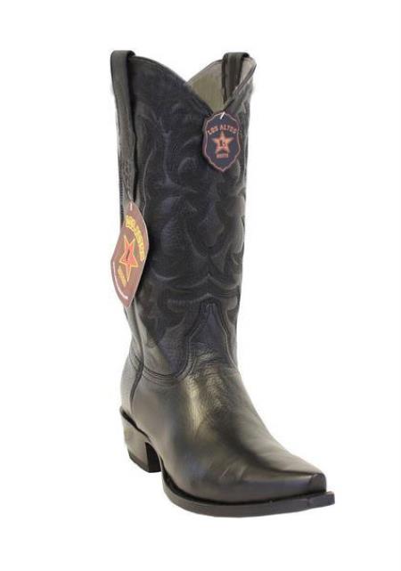 Men's Los Altos Boots  Genuine Deer 13 Hand Stitched Leather Shaft Snip Toe Black Dress Cowboy Boot Cheap Priced For Sale Online