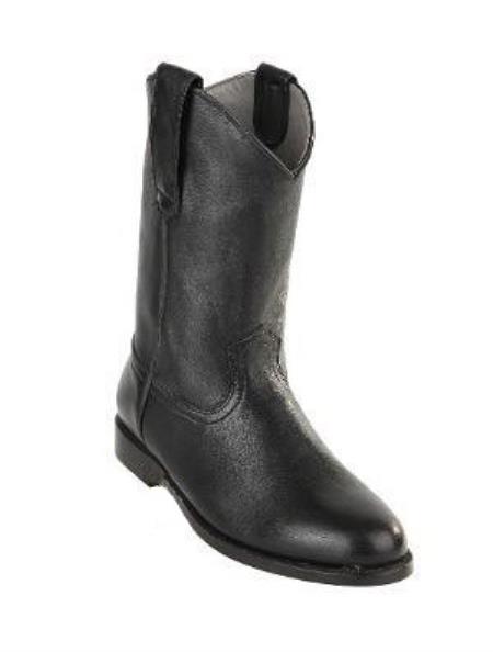 Men's Black Original Michel Genuine Deer Leather Pull On Roper Dress Cowboy Boot Cheap Priced For Sale Online With Leather Sole