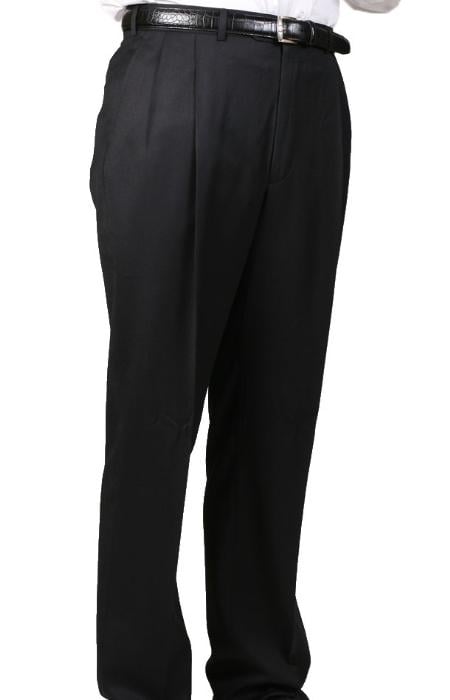 55% Dacron Polyester Black Somerset Double-Pleated Slacks / Dress Pants Trouser