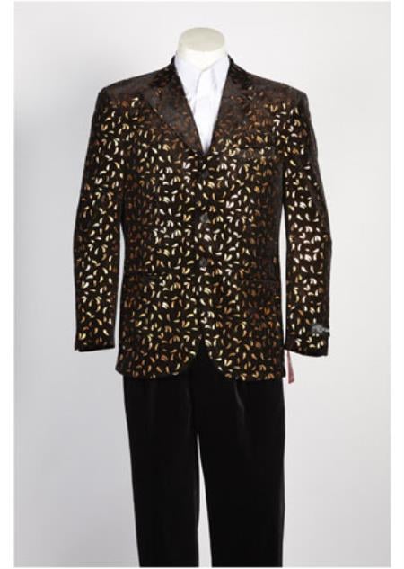 Men's Black Gold Fashion Paisley Floral Blazer Sport Coat Jacket 
