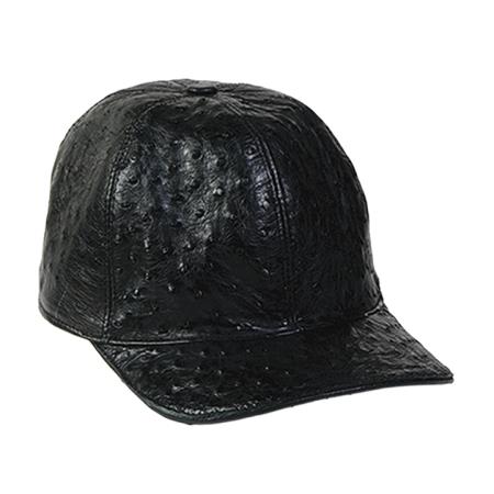 Baseball Black Genuine Ostrich Cap 