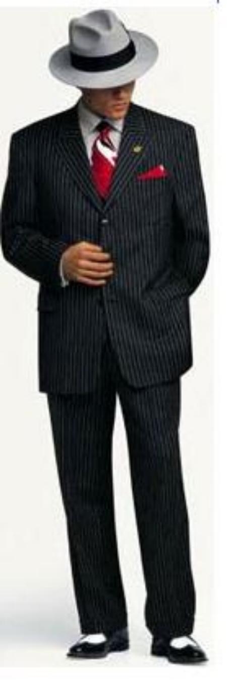 Small Jet Black Pinstripe Fashion Suit Party Fashion Cheap Priced Business Suits Clearance Sale Super 120's  poly~ray Available in 2 or 3 Buttons Style Regular Classic Cut
