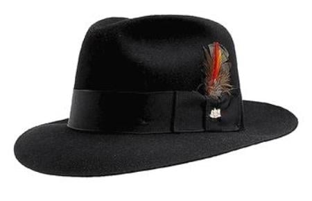 Mens Dress Hat Black Untouchable Men's Fedora Wool Dress Hat Very Soft and Silky Sovereign Quality Finish
