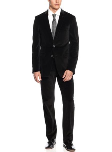 Style#-B6362 Men's Black 100% cotton Velvet Suit On Sale 
