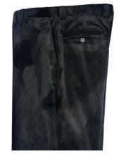 Men's Black Velvet Pants Flat Front unhemmed unfinished bottom