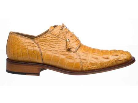 Ferrini Men's Fashion Design Lace Up Camel Derby Hornback World Best Alligator ~ Gator Skin Shoes