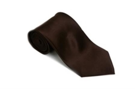 Brown 100% Silk Solid Necktie With Handkerchief Buy 10 of same color Tie For $25 Each-Men's Neck Ties - Mens Dress Tie - Trendy Mens Ties