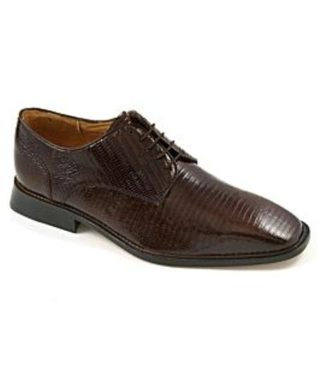 Brown Dress Shoe Genuine lizard upper fully leather-lined interior cushioned leather insole leather outsole 