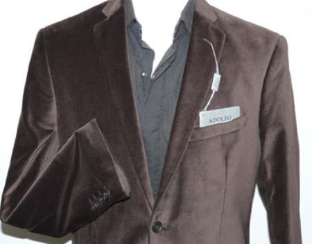Men's Adolfo Cotton Chocolate Brown Velvet Blazer Jacket