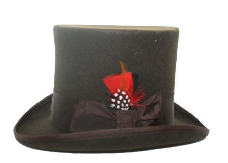 Men's 100-Percent Felt Feathers Premium Top Hat ~ Tuxedo Hat Brown 