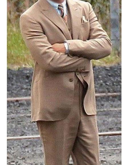 Men’s Brown  Wool Blend vested suit
