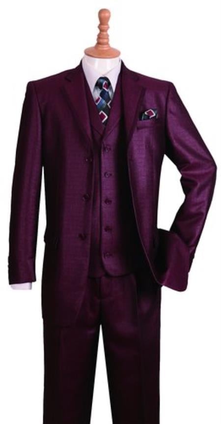Men's Burgundy ~ Wine ~ Maroon Suit  Jacket  Fashion Cheap Priced Business Suits Clearance Sale w/ Pants Vest Set Three Buttons Style suit