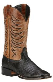 Men's Ariat Handcrafted Fire Catcher Genuine Caiman Belly Black Boots 