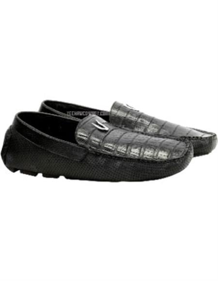 Mens Alligator Loafer Mens Black Vestigium Genuine Caiman Belly Stylish Dress Loafer Handcrafted