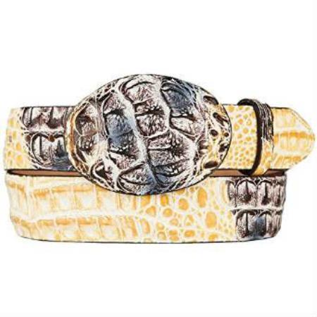 Men's Original Caiman Hornback Skin Western Style Hand Crafted Belt Natural 