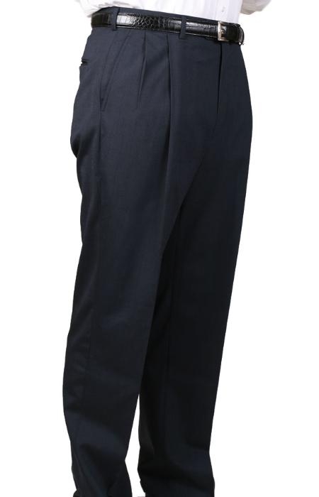 Charcoal Blue Parker Pleated Pants Lined Trousers unhemmed unfinished bottom