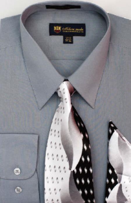 Charcoal Point(Straight) Collar Men's Dress Shirt