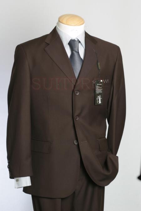Premier Quality Italian Fabric Design :: Solid CoCo Liquid Brown Super 150s Worsted Wool 2 Vented Available In 2 Or 3 Buttons Style Regular Classic Cut