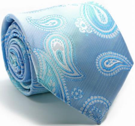 Men's Premium Classic Paisley Ties Blue - Men's Neck Ties - Mens Dress Tie - Trendy Mens Ties