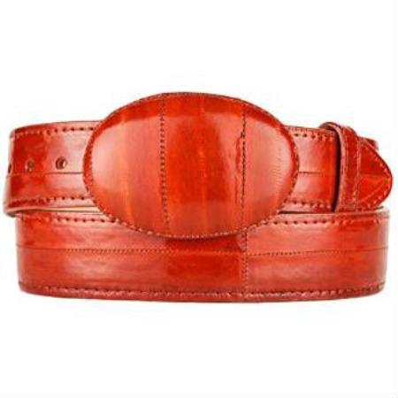 Men's Cognac Original Eel Skin Western Style Hand Crafted Belt 