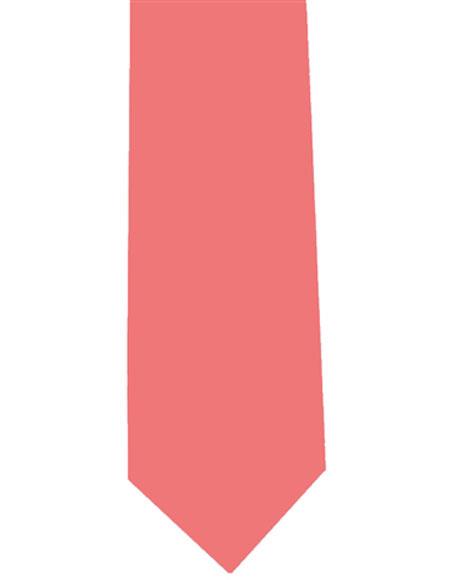 Men's Polyester Coral Extra Long Solid Neck Tie Salmon ~ Melon ~ Peachish Pinkish Color-Men's Neck Ties - Mens Dress Tie - Trendy Mens Ties