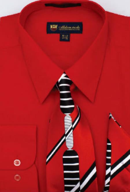 Red Point(Straight) Collar Men's Dress Shirt
