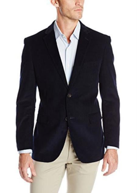 Style#-B6362 Men's Welted Chest Pocket Cotton Corduroy Sport Coat Navy