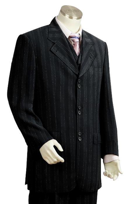 Men's 3 Piece Black Unique Exclusive Fashion Suit 