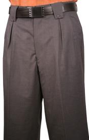 Men's Classic Fit Pleated Front Flap Back Pocket Fine Wool Wide Leg Dress Pants Dark Gray Men's Wide Leg Trousers