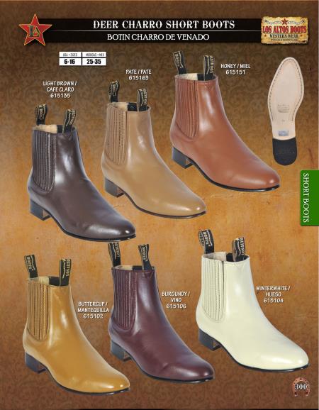 Los Altos Boots Men's Deer Chelsea Charro Short Boot ~ Botines Para Hombre Diff. Colors/Sizes Ankle Dress Style For Man - Short Cowboy - Western Ankle Boots