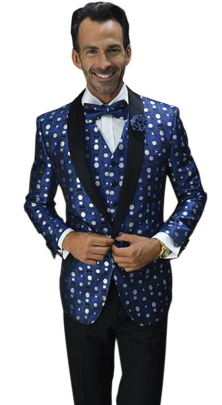 Men's Fashion Designed Royal Fashion Sport Coat ~ Dinner Jacket polka dot pattern!