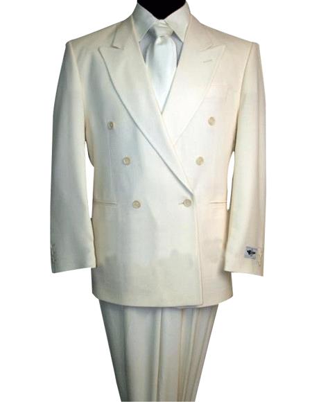 Men's Off White 2pc Double Breasted Suits Dress Suit