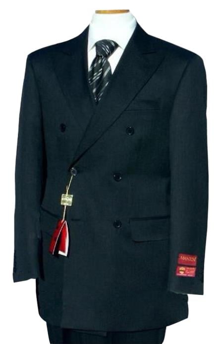 Double Breasted Suit Jacket + Pleated Pants  Navy Blue Suit For Men (Wholesale  Price available)