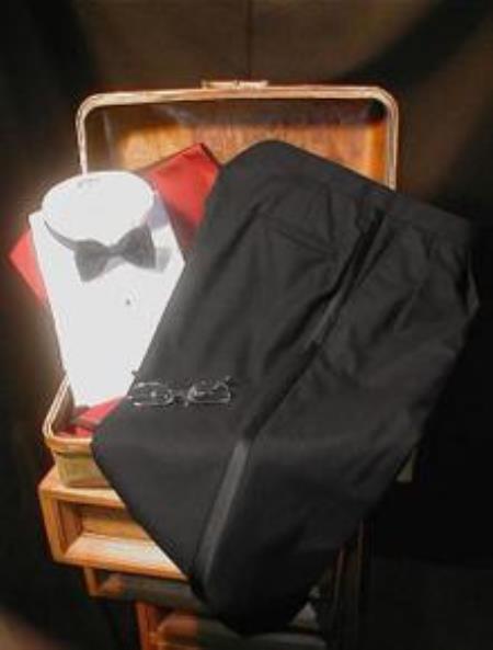 Super 100s Wool Double Pleated Black Tuxedo Pants unhemmed unfinished bottom