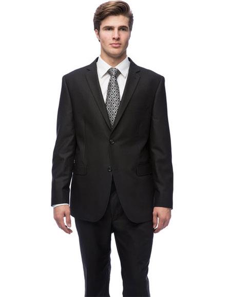 Brand: Caravelli Collezione Suit - Caravelli Suit - Caravelli italy Caravelli Men's Double Vent Black Notch Collar Tic Pattern Slim Fit 2 Button Suit