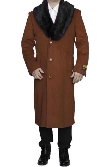 Mens Overcoat Mens Rust  3 Button  Dress Coat now on Sale