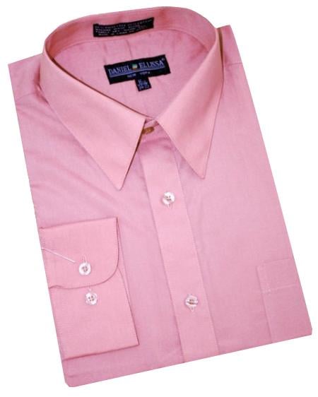 Solid Mauve Cotton Blend Convertible Cuffs Men's Dress Shirt