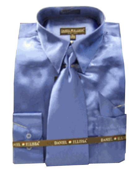 Fashion Cheap Priced Sale Men's New Royal Satin Dress Shirt Combinations Set Tie Combo Shirts Men's Dress Shirt